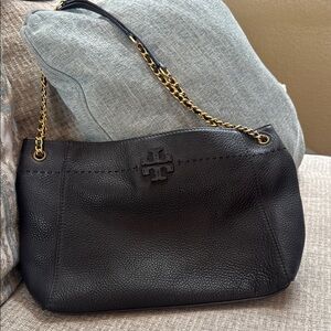 Tory Burch Black Pebbled Leather Shoulder Bag